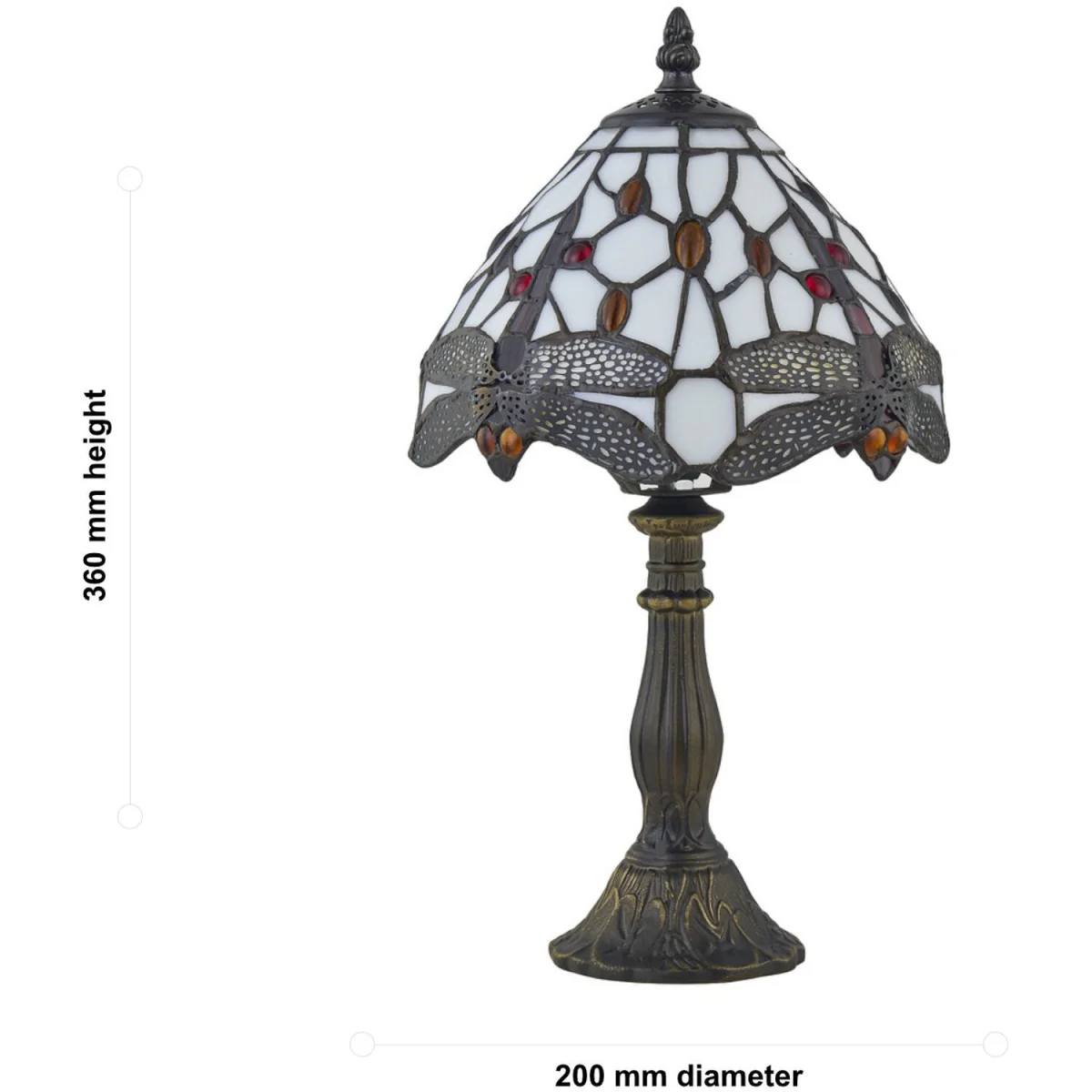 Basil Table Lamp With Shade - Antique Brass And Tiffany Decorated Glass – image 7