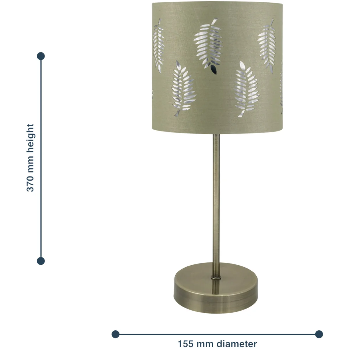 Antique Brass Stick Table Lamp With Sage Green Fern Shade - Antique Brass & Sage Green – image 4