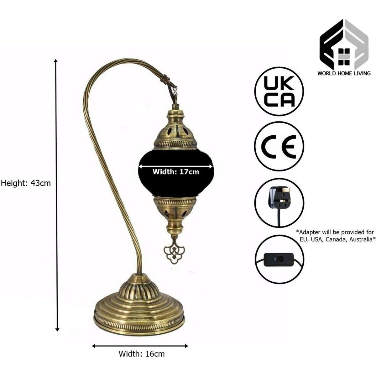 Turkish Moroccan Table Desk Lamp Mosaic Glass CE - Style -1 - Blue – image 3