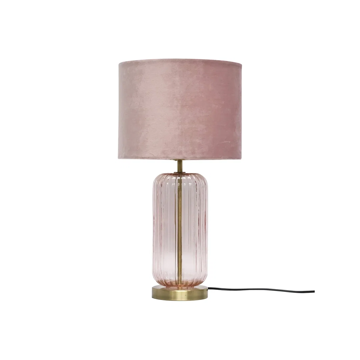 Walpole Blush Glass And Antique Brass Table Lamp With Pink Shade - Antique Brass & Pink – image 1