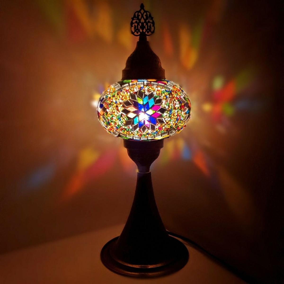 Multicoloured Moroccan Mosaic Glass Desk Lamp – image 2