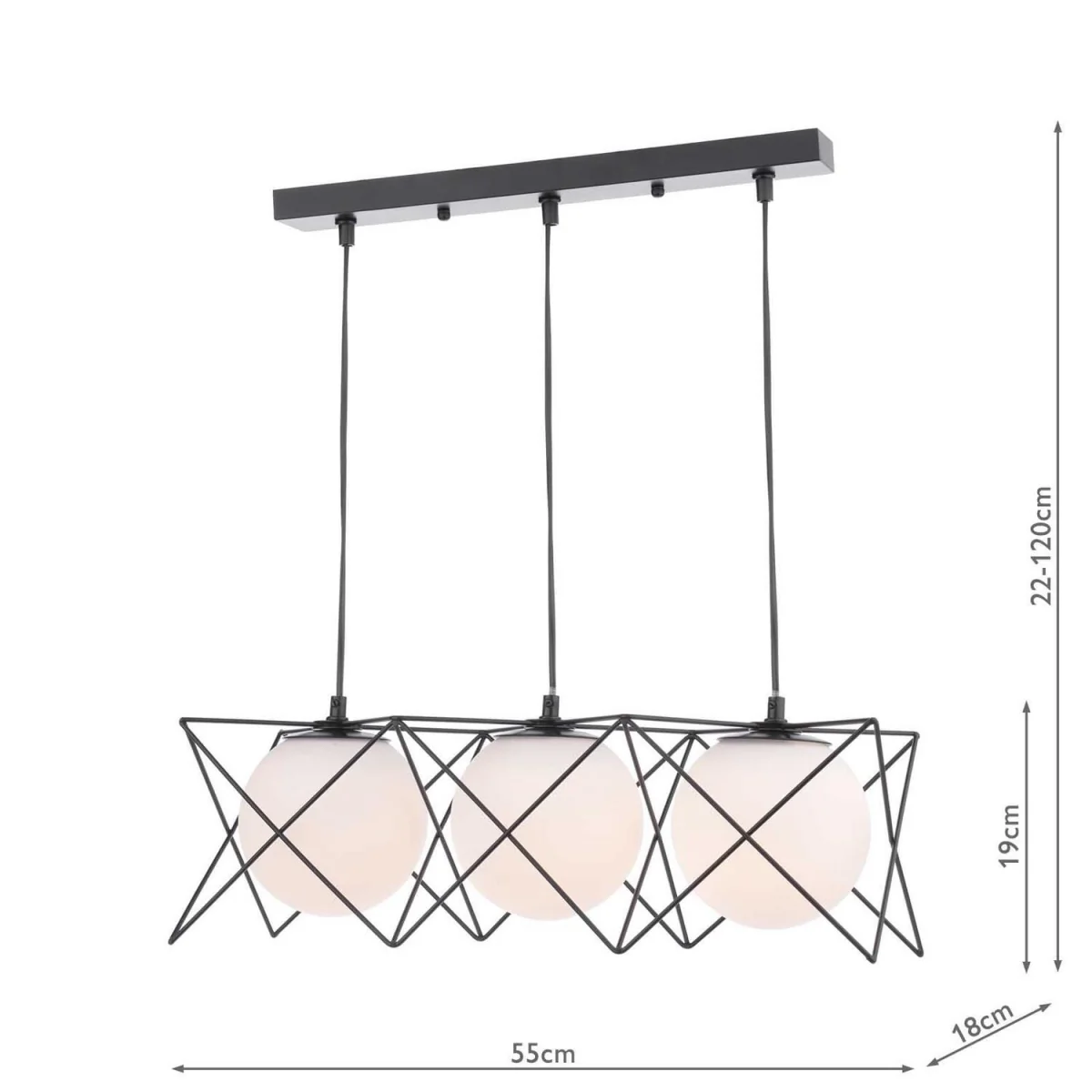 Dreyson 3 Light Bar Pendant Matt Black – image 3
