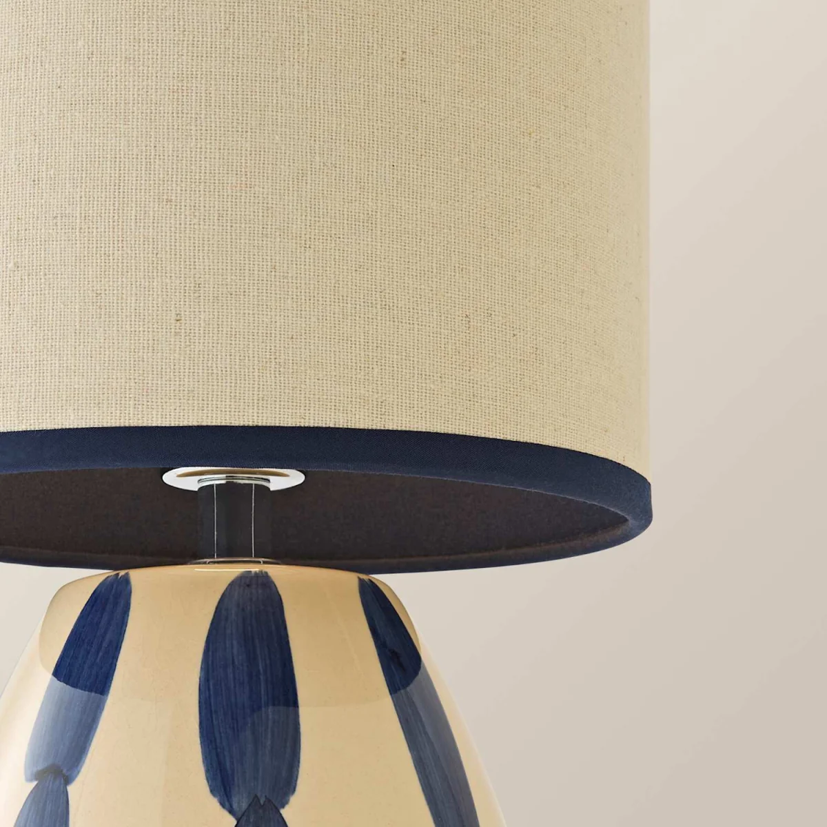 Brynn Natural and Navy Ceramic Stripe Table Lamp - Navy Blue / Yes – image 5