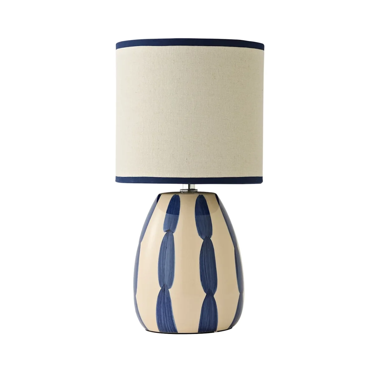 Brynn Natural and Navy Ceramic Stripe Table Lamp - Navy Blue / Yes – image 6