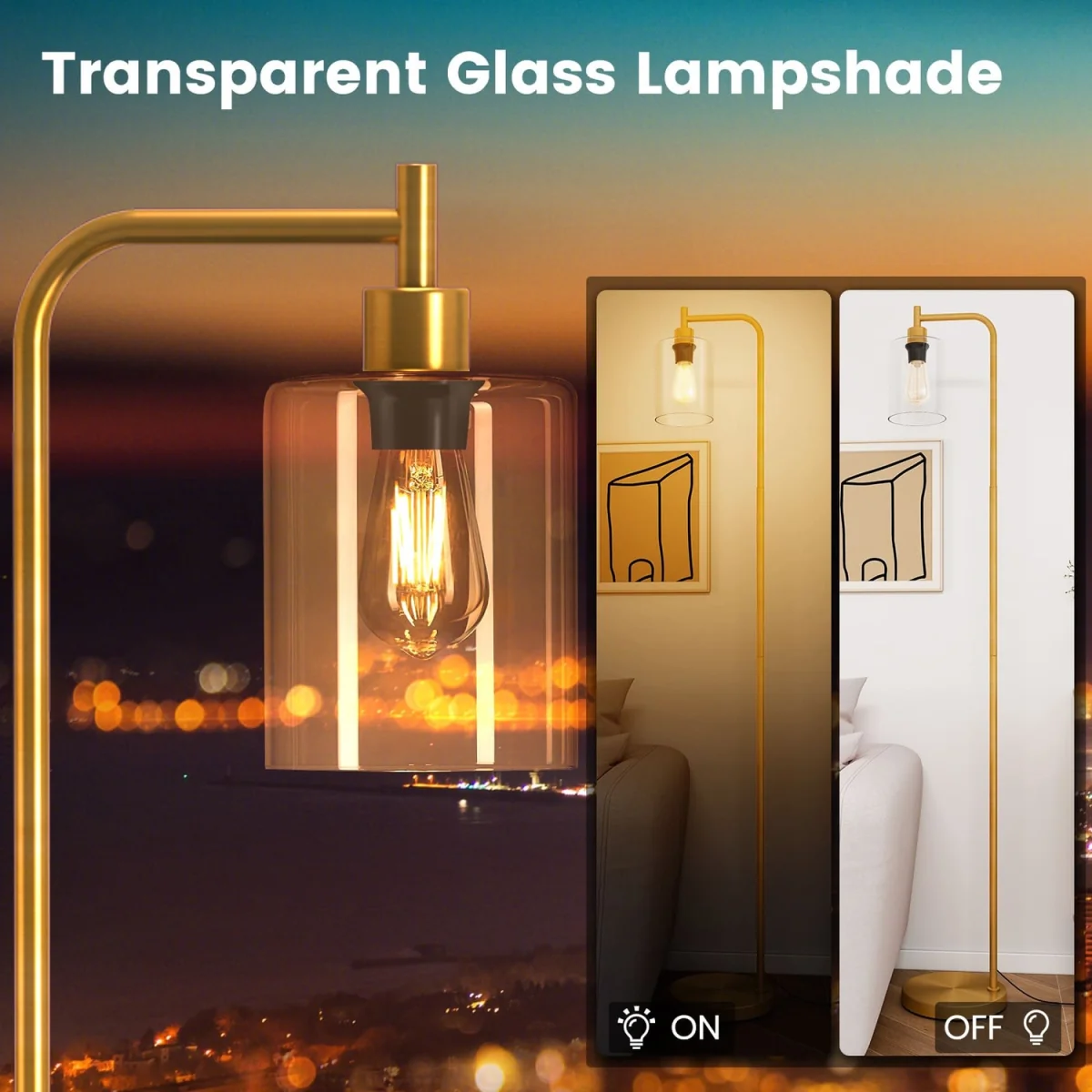 Glass Shade Industrial Floor Lamp – image 6