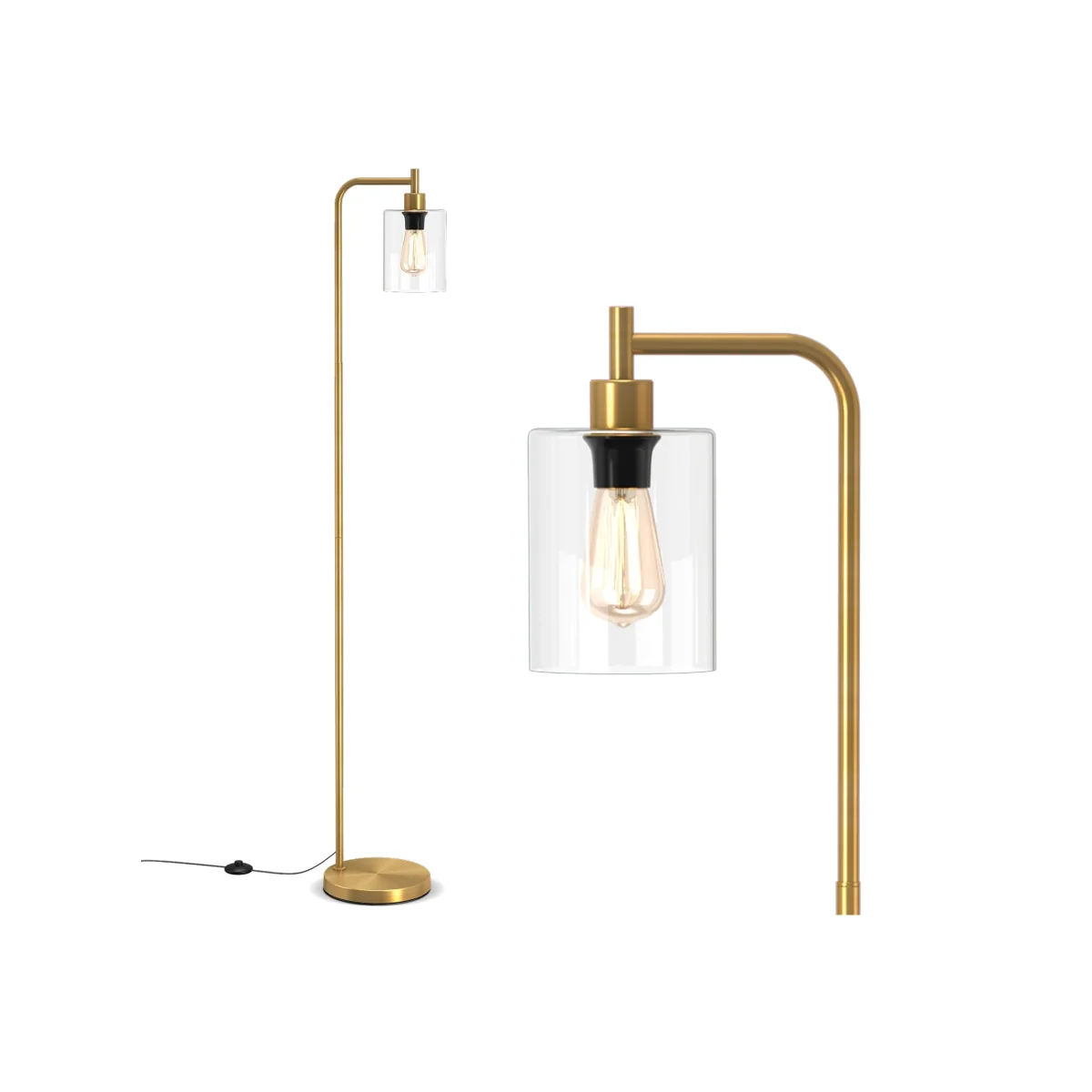 Glass Shade Industrial Floor Lamp – image 1