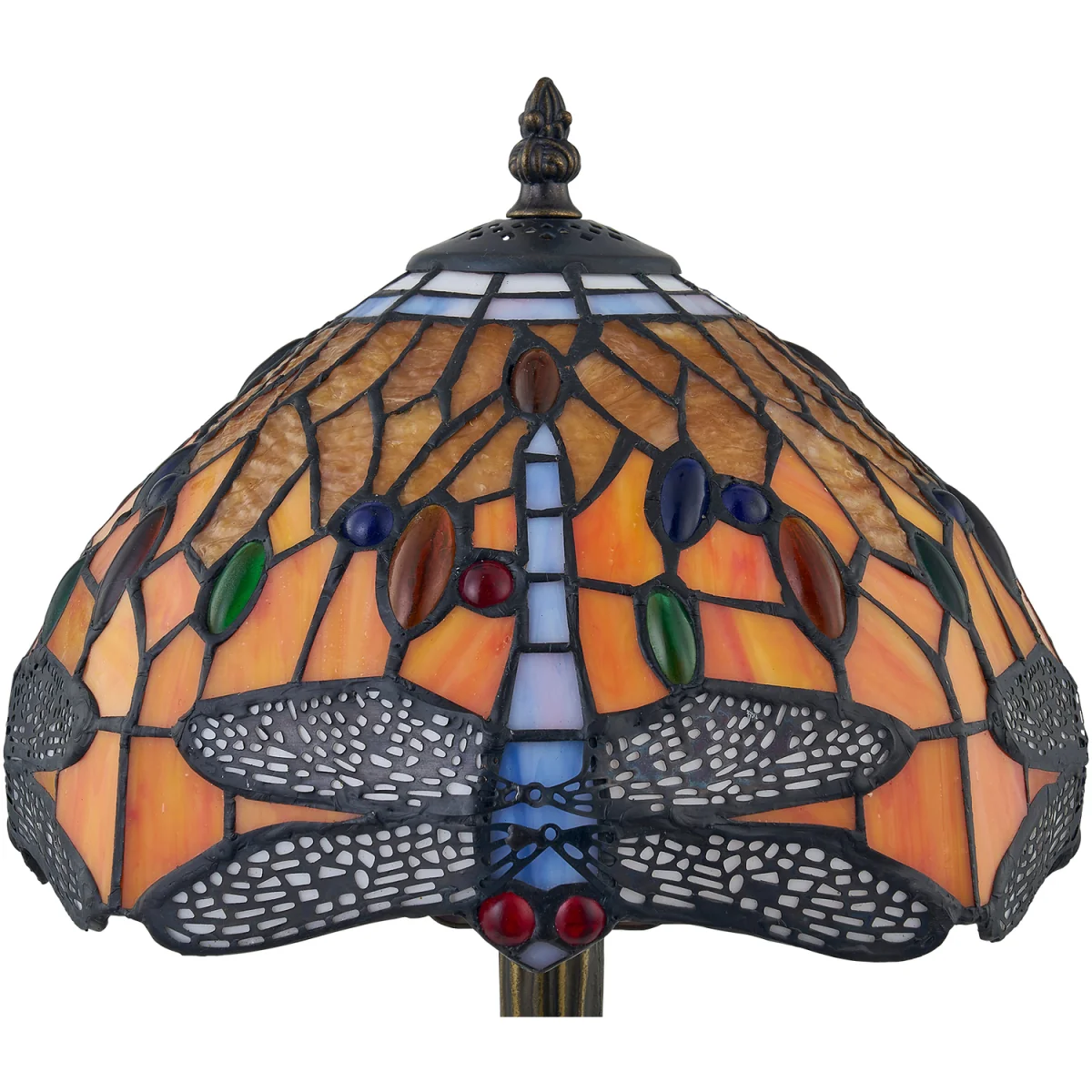 Chaplin Table Lamp With Shade - Antique Brass Plate And Tiffany Decorated Glass – image 5