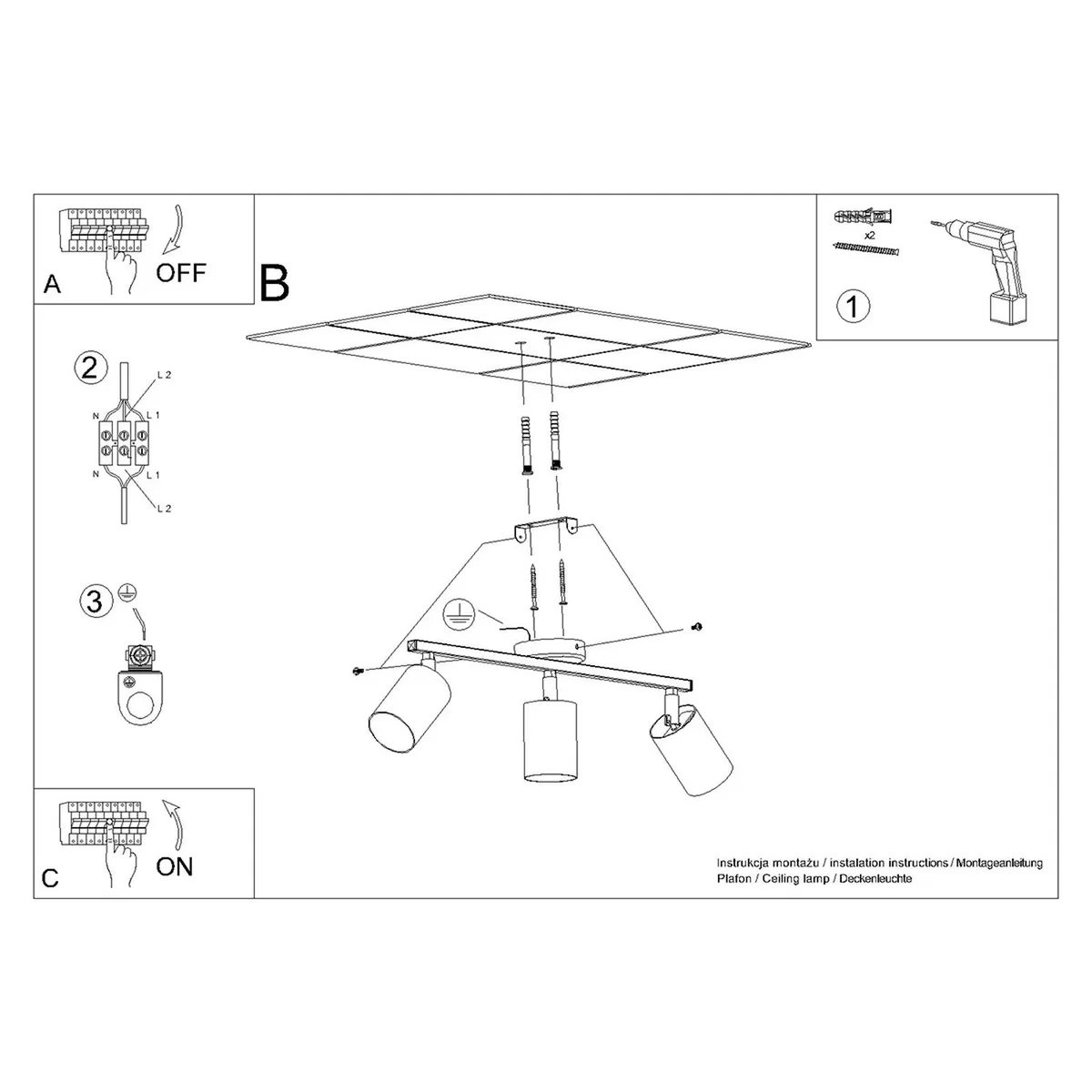 Ceiling lamp LEMMI 3 white - black – image 9