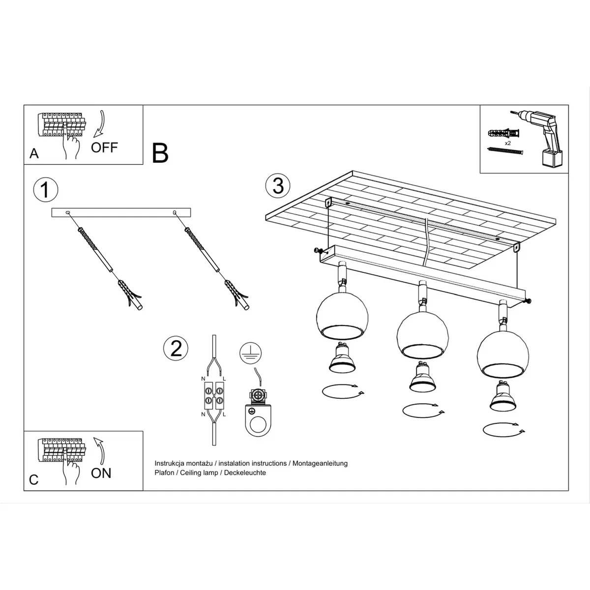 Ceiling lamp OCULARE 3 black - black – image 7