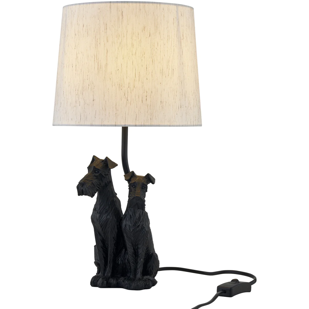 Set Of 2 Friends Table Lamp With Shades - Black Resin And White Cotton – image 4