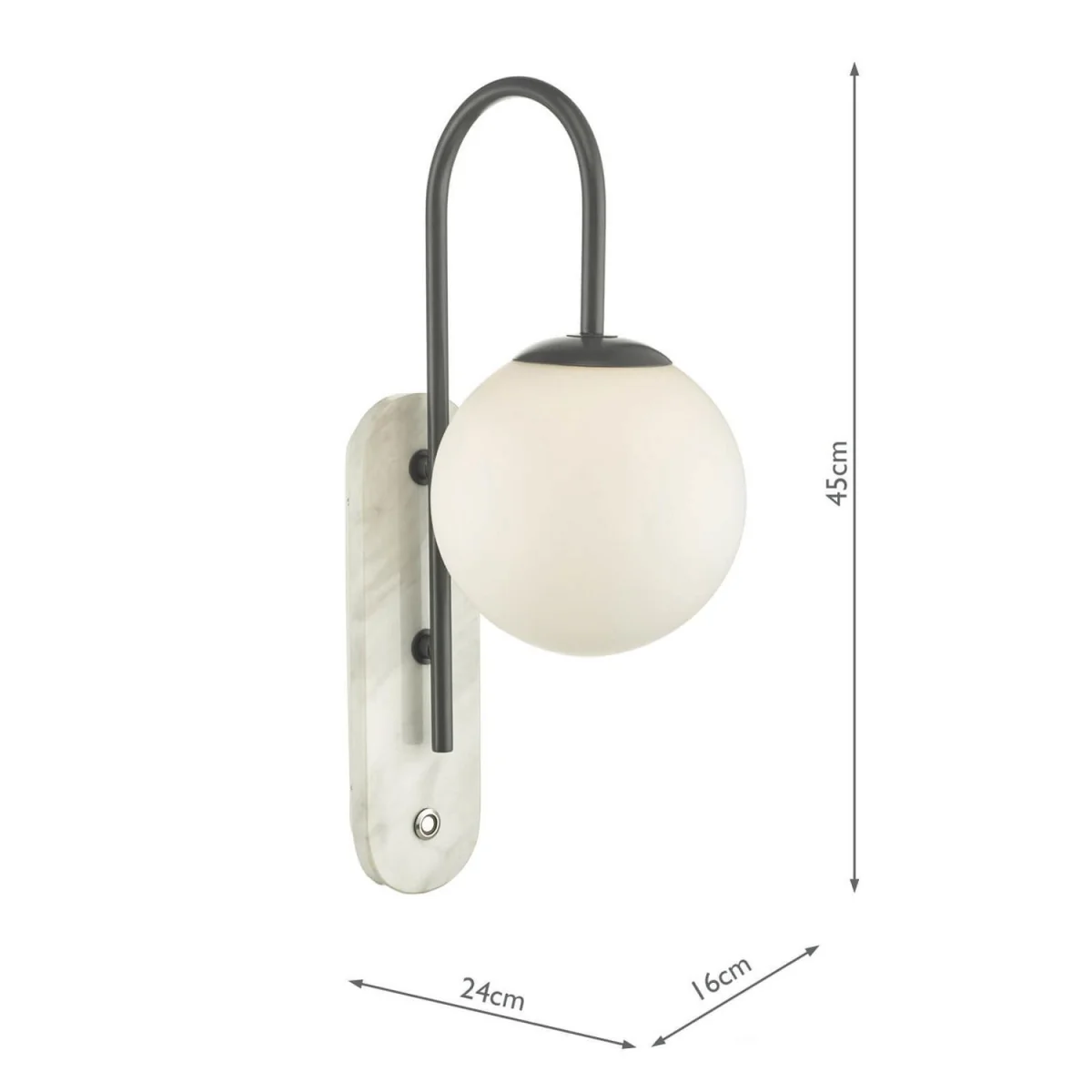 Deuce Bathroom Wall Light Marble Opal Glass – image 2