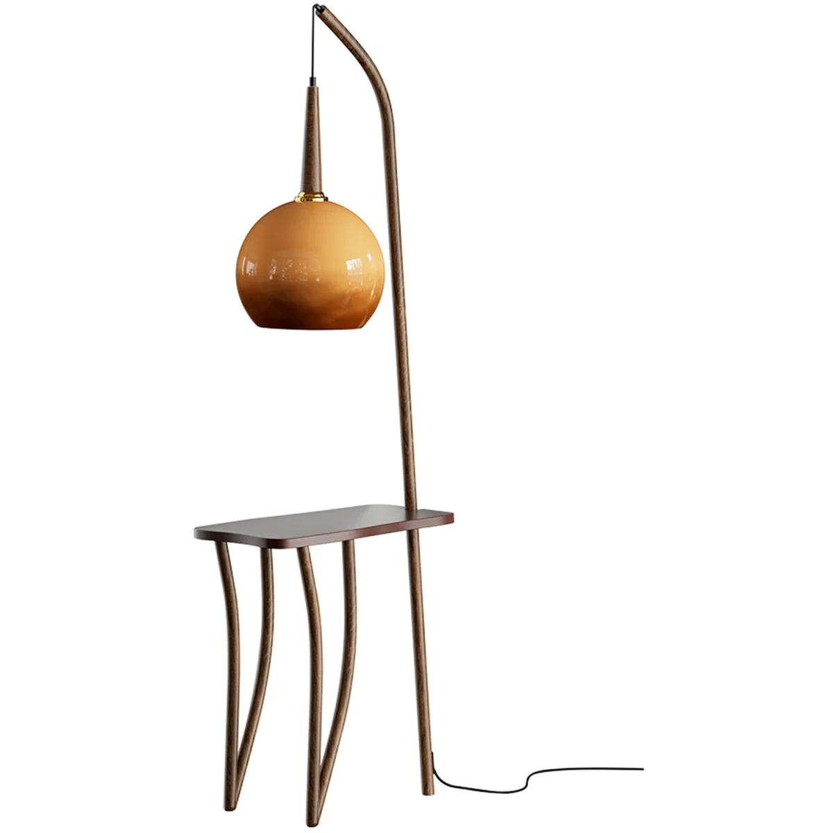 Elegant Light Floor Lamp With Table - Rosewood – image 8