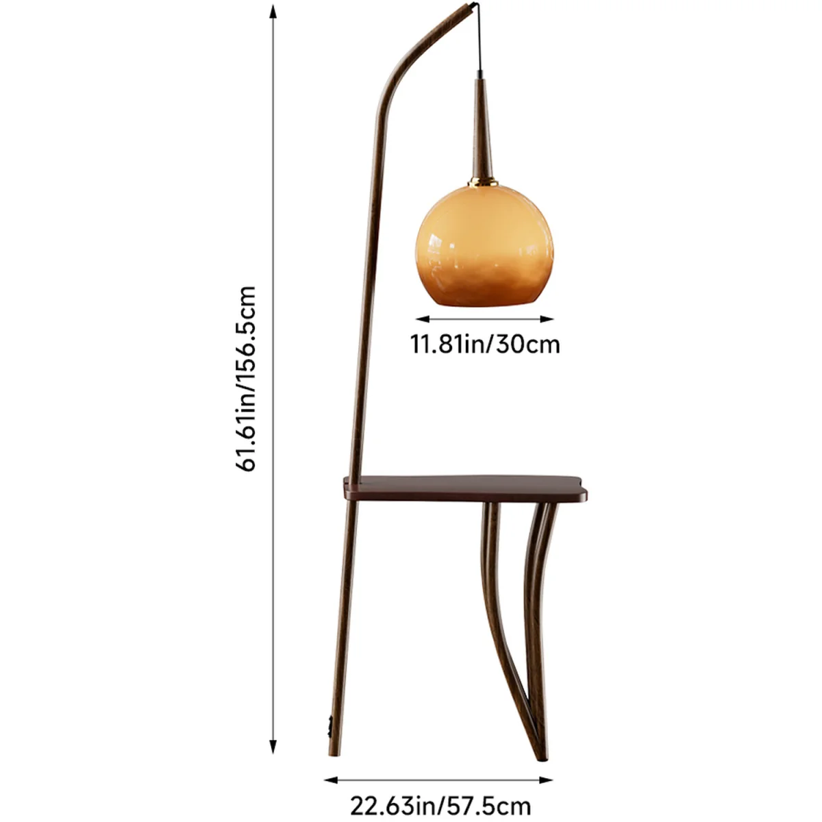 Elegant Light Floor Lamp With Table - Rosewood – image 10