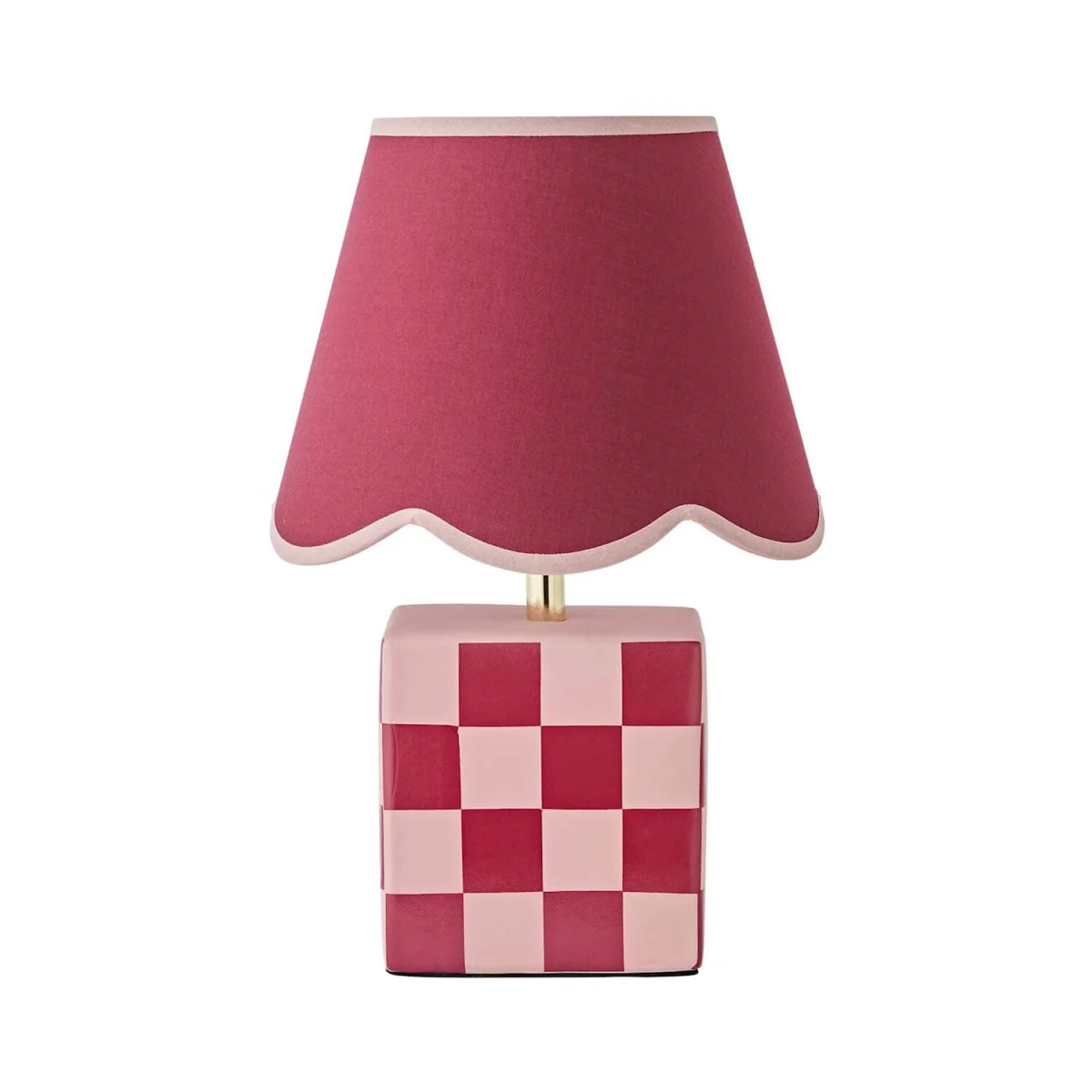 Evie Ceramic Checkerboard Table Lamp with Scallop Shade - Burgundy / 1.21kg – image 3