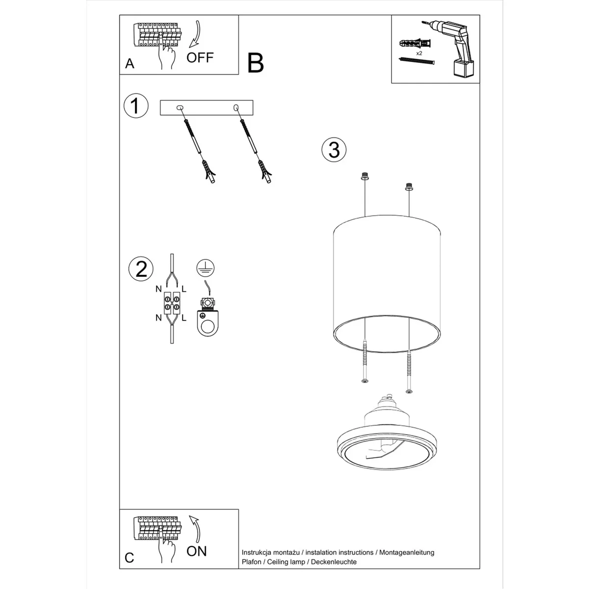Ceiling lamp TIUBE white - black – image 8