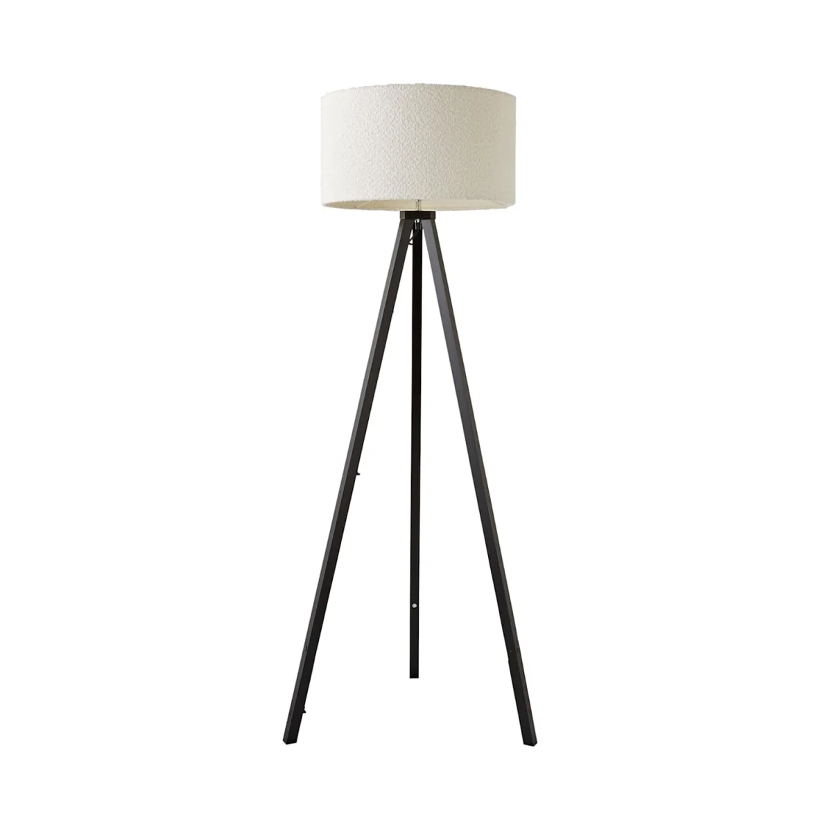 Barbro Black Wood Tripod Floor Light Lamp with Reni Boucle Shade - Neutral / No - Cream – image 2