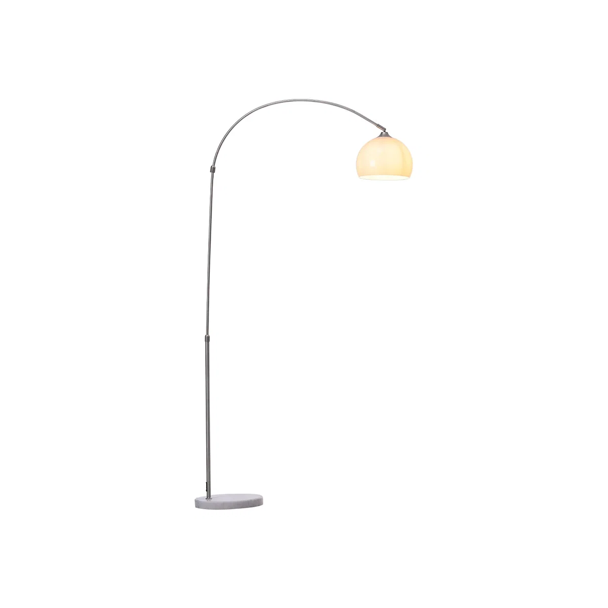 Modern Marble Base Arc Floor Lamp with Dome Shade - White