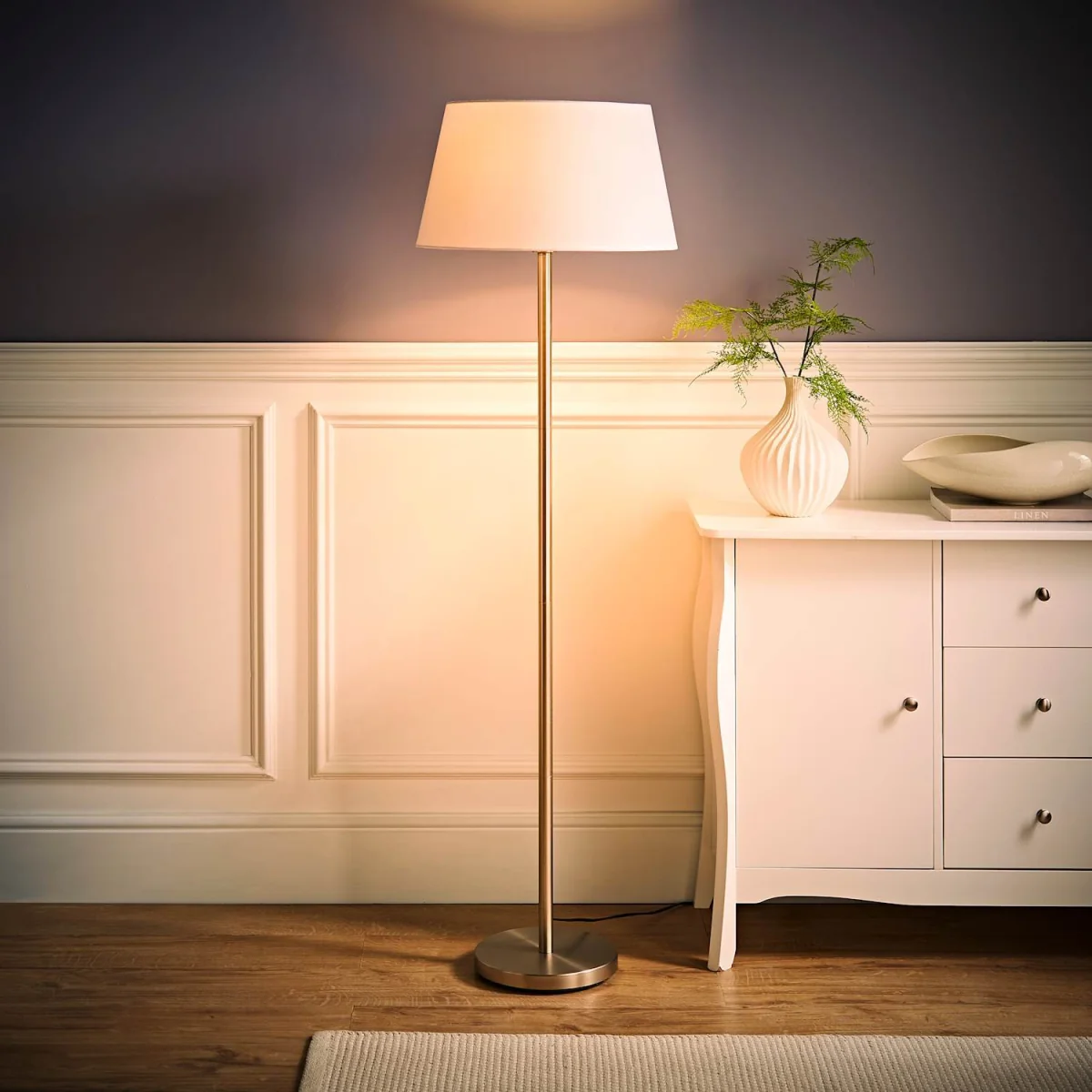 Charlie White Stem Table Lamp Beige Taper Shade - Neutral / Yes - Cream – image 4