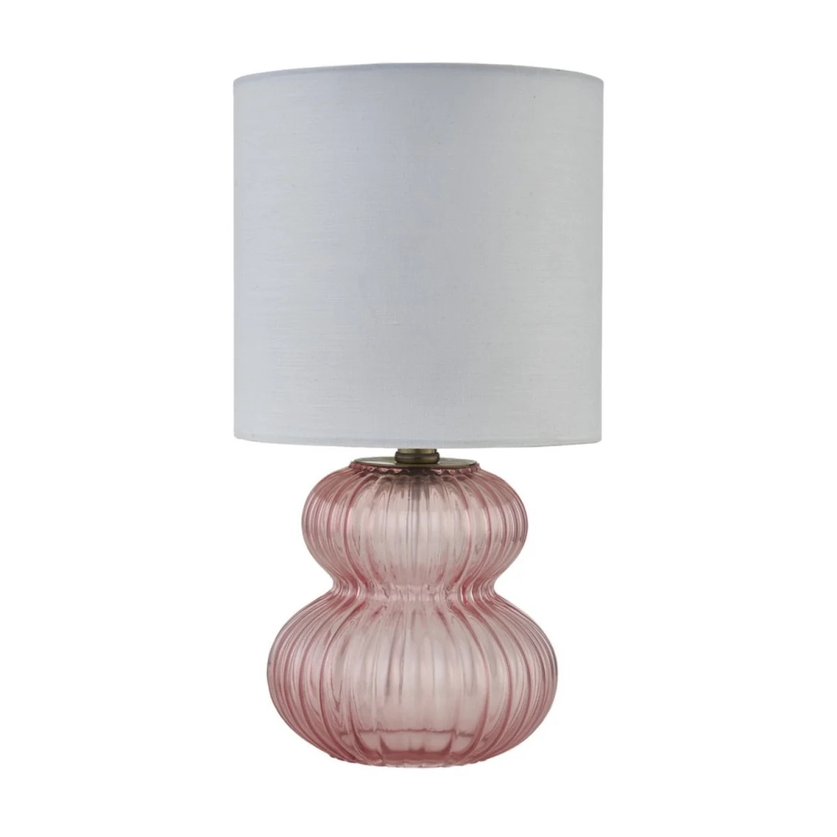 Set Of 2 Walter Table Lamps - Clear Pink Glass And White Cotton – image 3