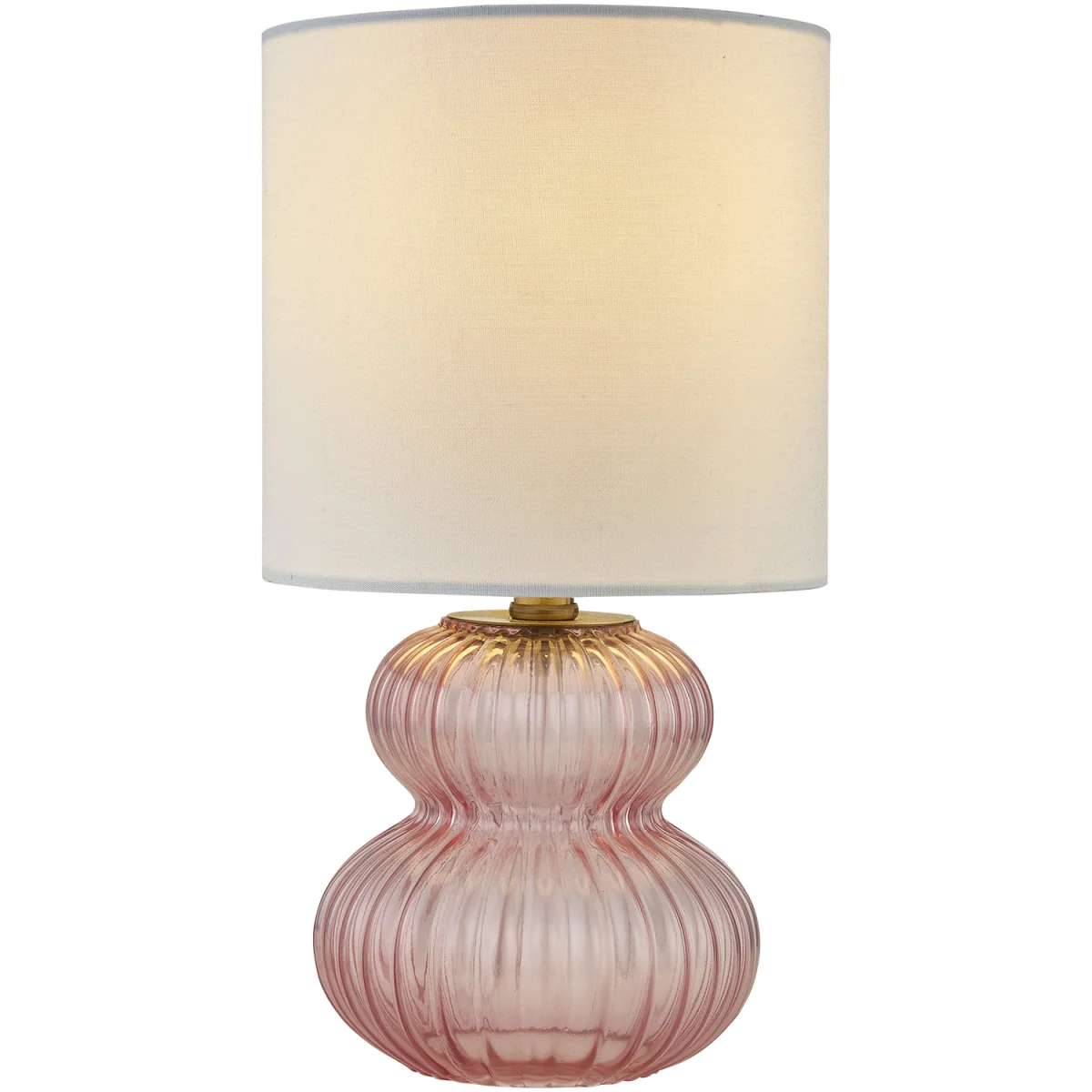 Set Of 2 Walter Table Lamps - Clear Pink Glass And White Cotton – image 4
