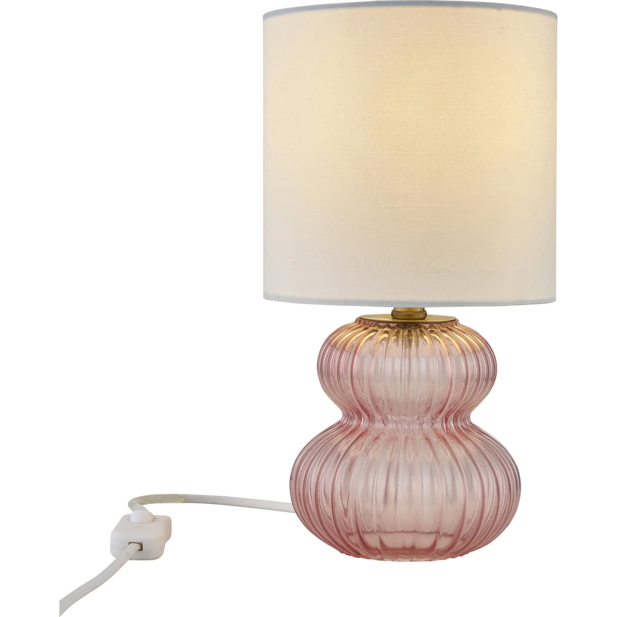 Set Of 2 Walter Table Lamps - Clear Pink Glass And White Cotton – image 5