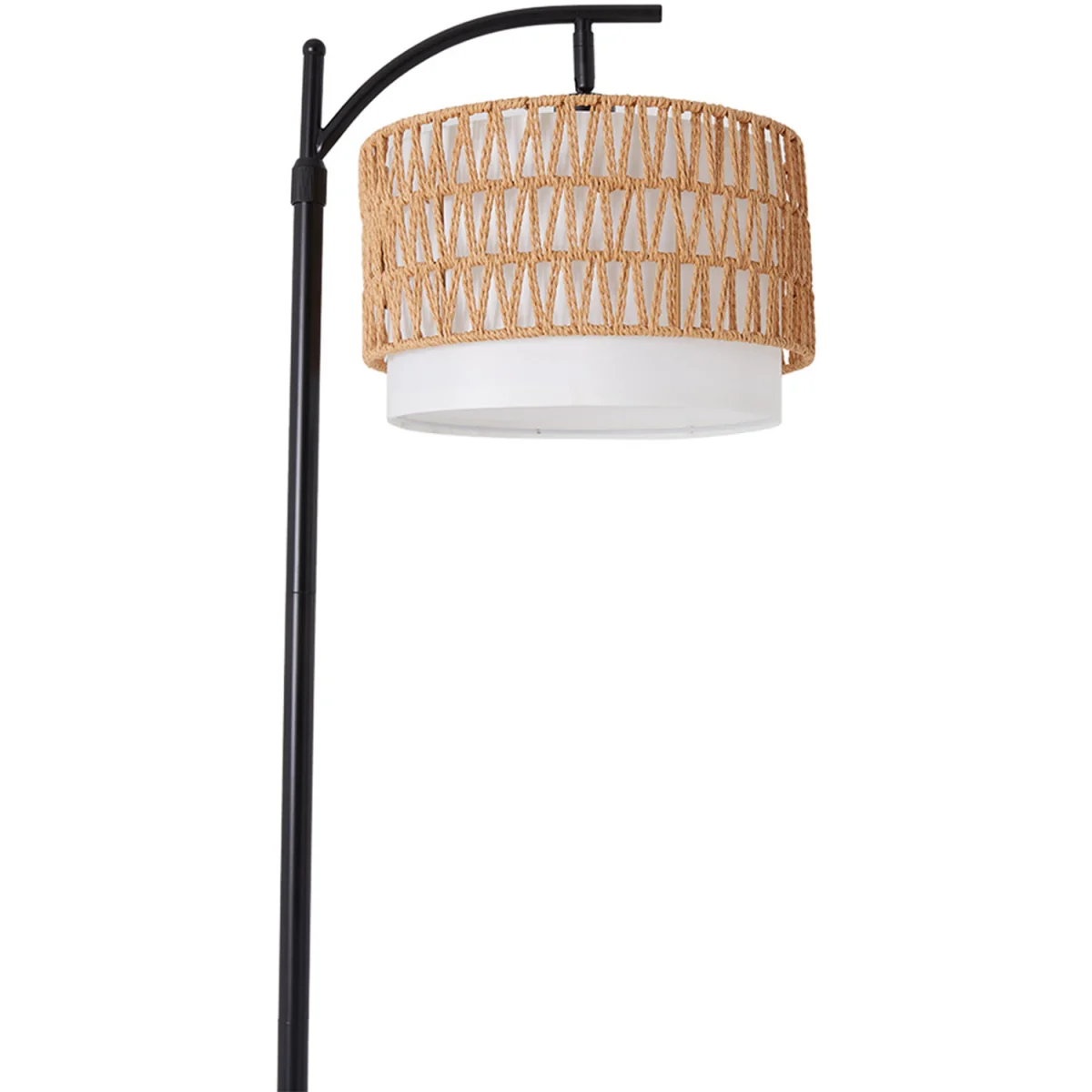 E27 Floor Lamp with Double Shades and Foot Switch - Brown & White – image 2