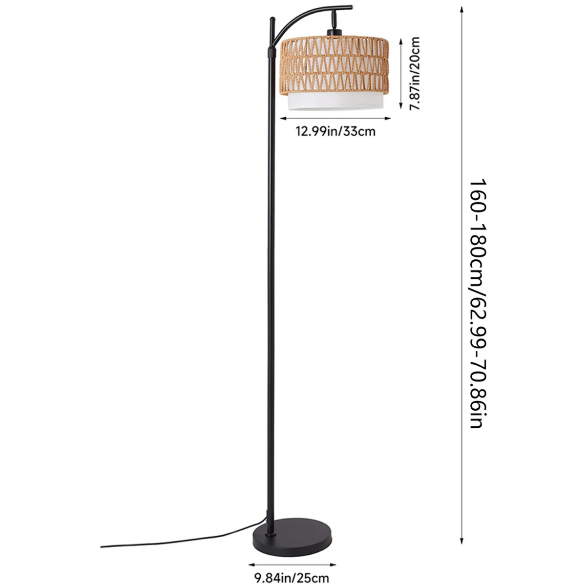 E27 Floor Lamp with Double Shades and Foot Switch - Brown & White – image 3