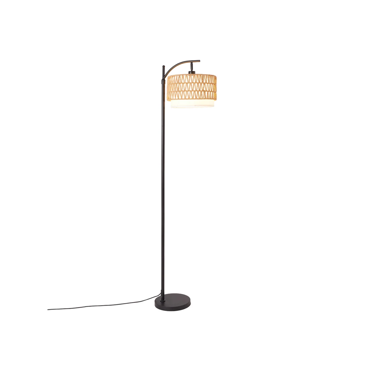 E27 Floor Lamp with Double Shades and Foot Switch - Brown & White – image 1