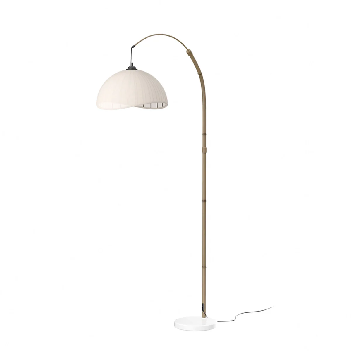 Vintage Style Floor Lamp with Fabric Lampshade and Marble Base - White – image 6