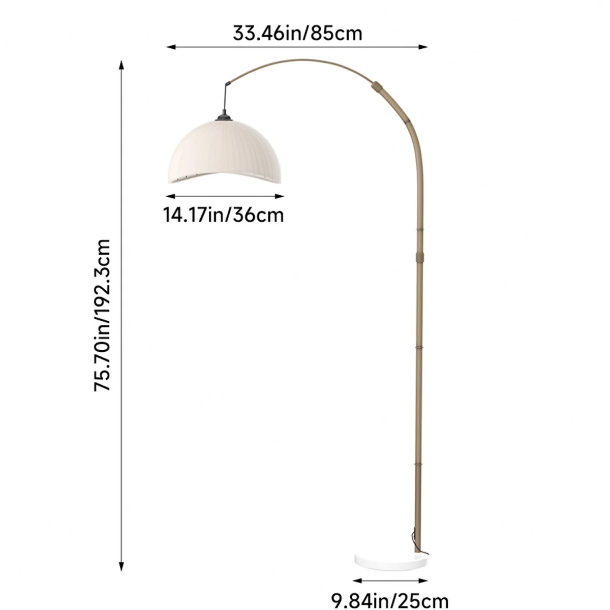 Vintage Style Floor Lamp with Fabric Lampshade and Marble Base - White – image 7
