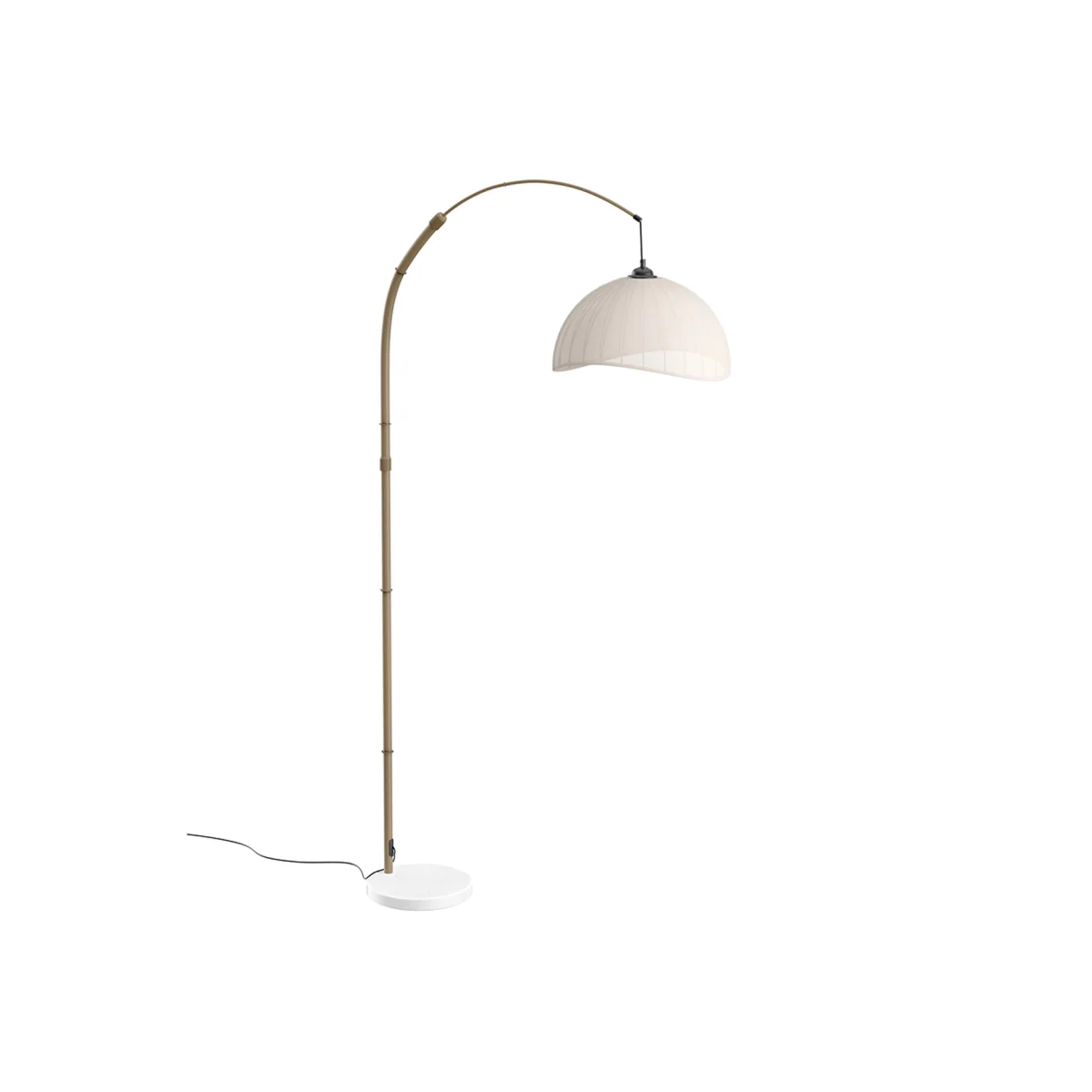 Vintage Style Floor Lamp with Fabric Lampshade and Marble Base - White – image 1