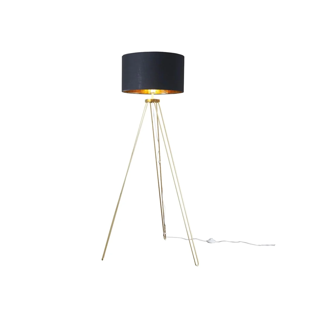 Aero Gold Metal Tripod Floor Lamp With Large Black And Gold Shade - Gold / Yes - Black and Gold – image 1