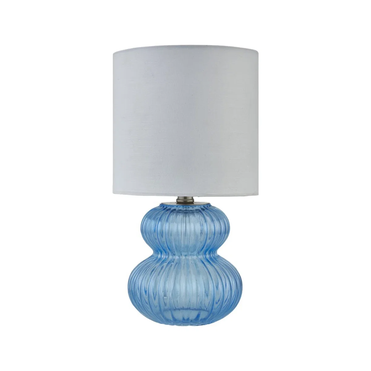 Walter Set Of 2 Blue Ribbed Glass 29cm Table Lamps With White Shade - Blue & White – image 2