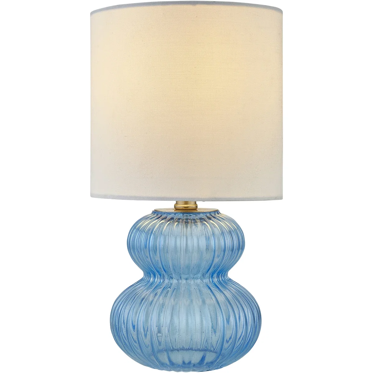 Walter Set Of 2 Blue Ribbed Glass 29cm Table Lamps With White Shade - Blue & White – image 3
