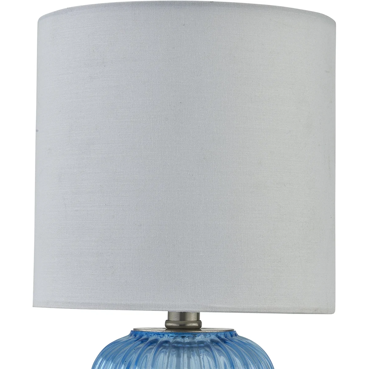 Walter Set Of 2 Blue Ribbed Glass 29cm Table Lamps With White Shade - Blue & White – image 4