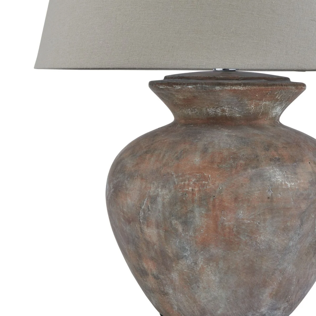 Rustic Elegance Round Table Lamp With Linen Shade - Grey – image 2