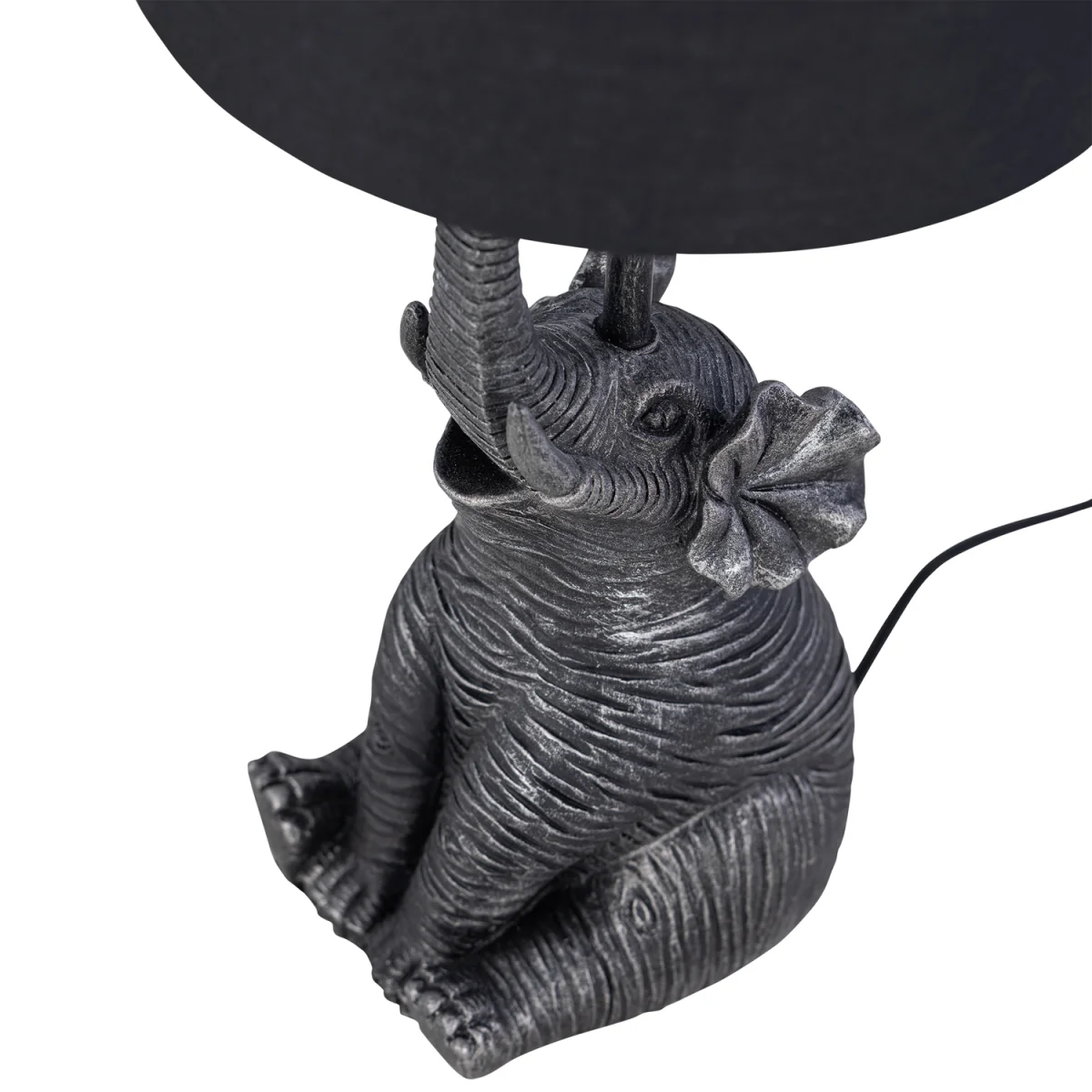 Elephant Black Resin Table Lamp With Black Fabric Shade - Black & Black – image 3