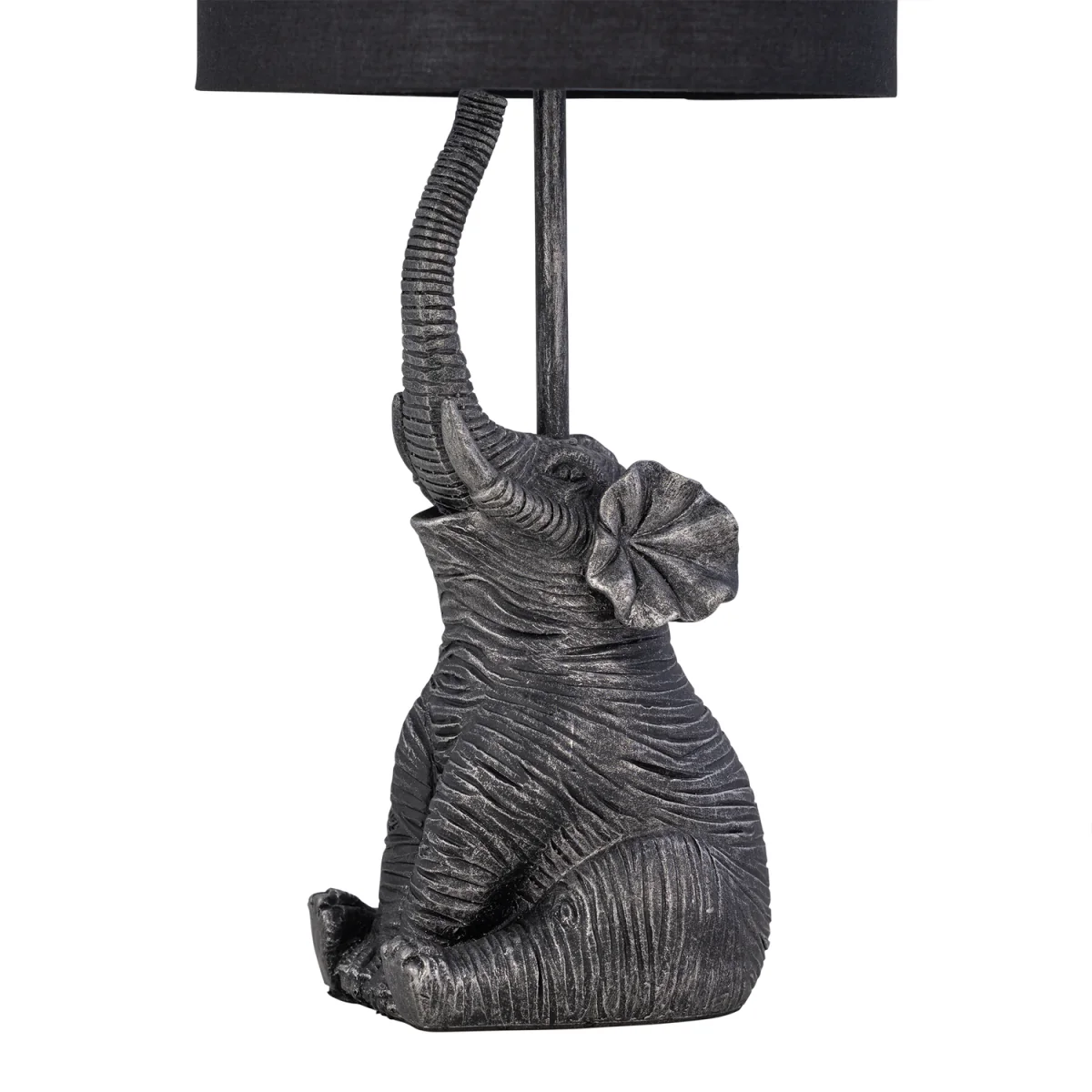 Elephant Black Resin Table Lamp With Black Fabric Shade - Black & Black – image 5