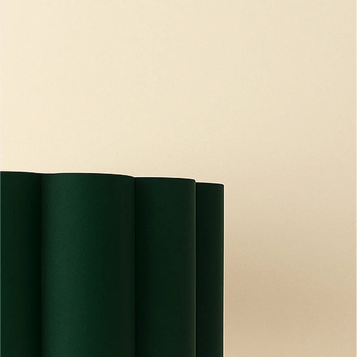 Lena Matt Black Straight Floor Lamp with Large Scalloped Lampshade - Forest Green