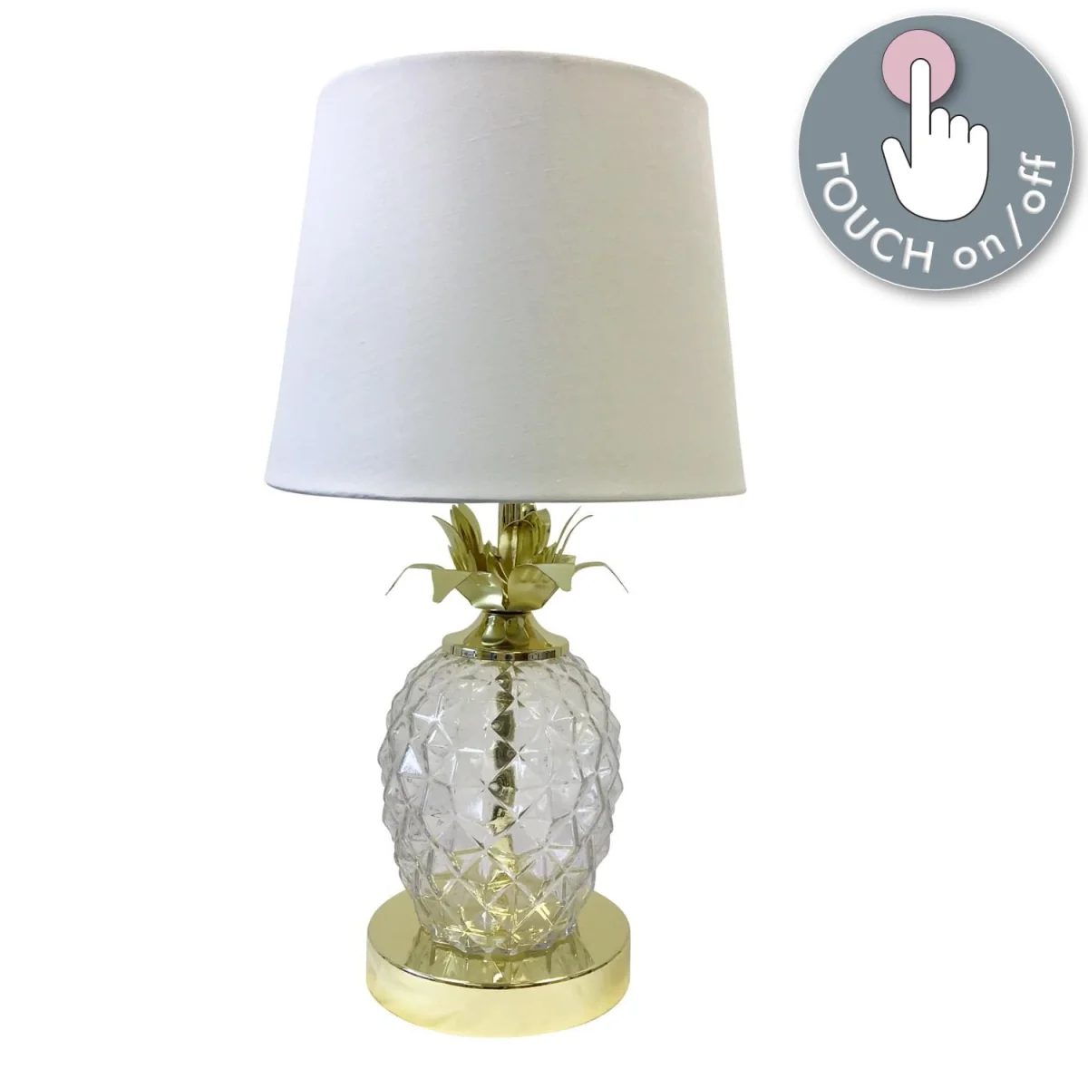 Gold Pineapple Touch Lamp With White Shade - Gold & White – image 2