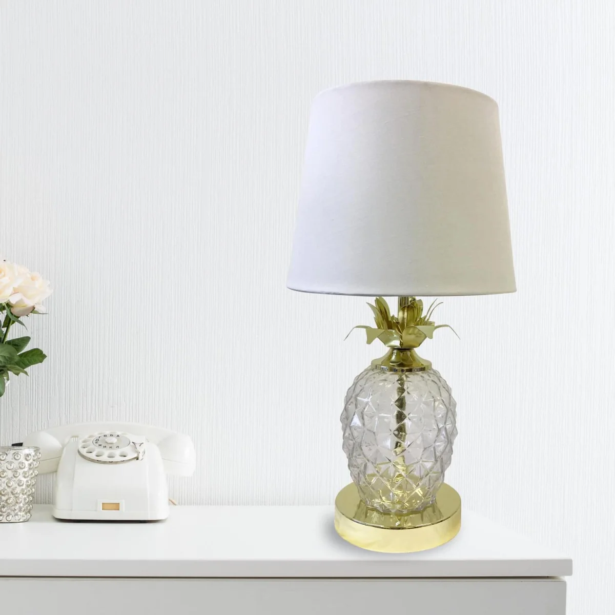 Gold Pineapple Touch Lamp With White Shade - Gold & White – image 6
