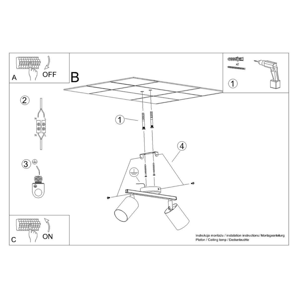 Ceiling lamp LEMMI 2 white - black – image 9
