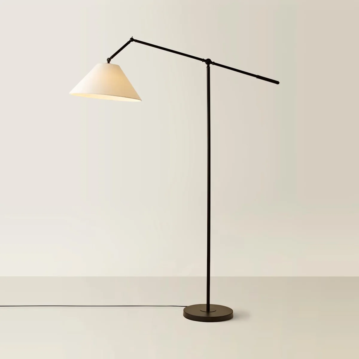 Layla Black Adjustable Floor Lamp with Linen Shade - Black / No - Black – image 5