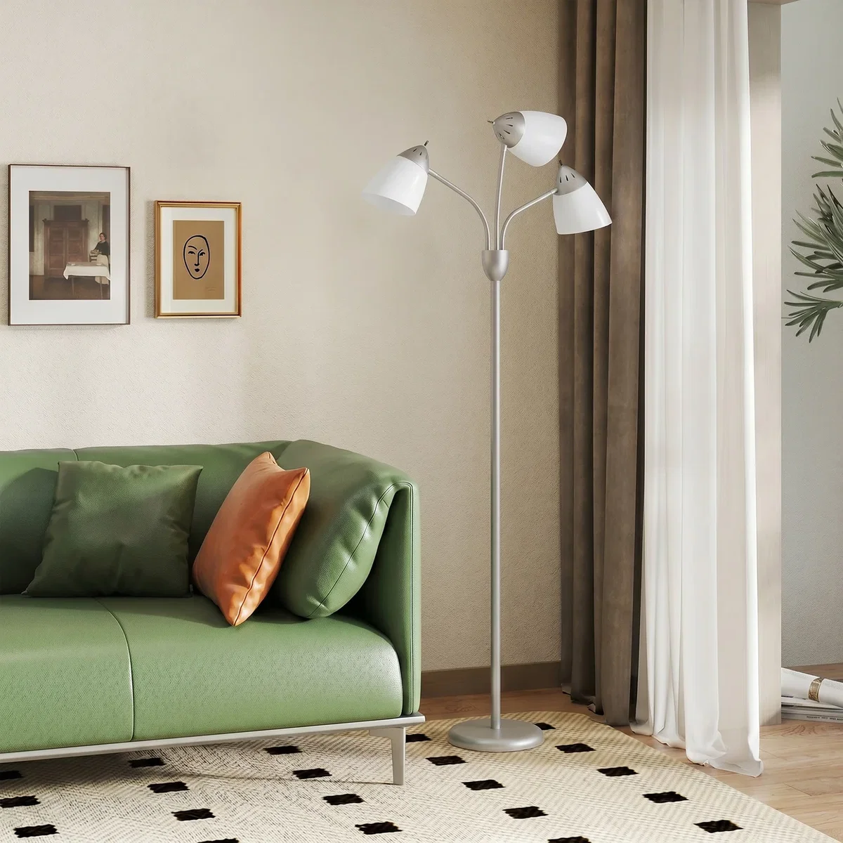 HOMCOM Arc Tree Floor Lamp Adjustable Colour Temperature - Silver Tone – image 1
