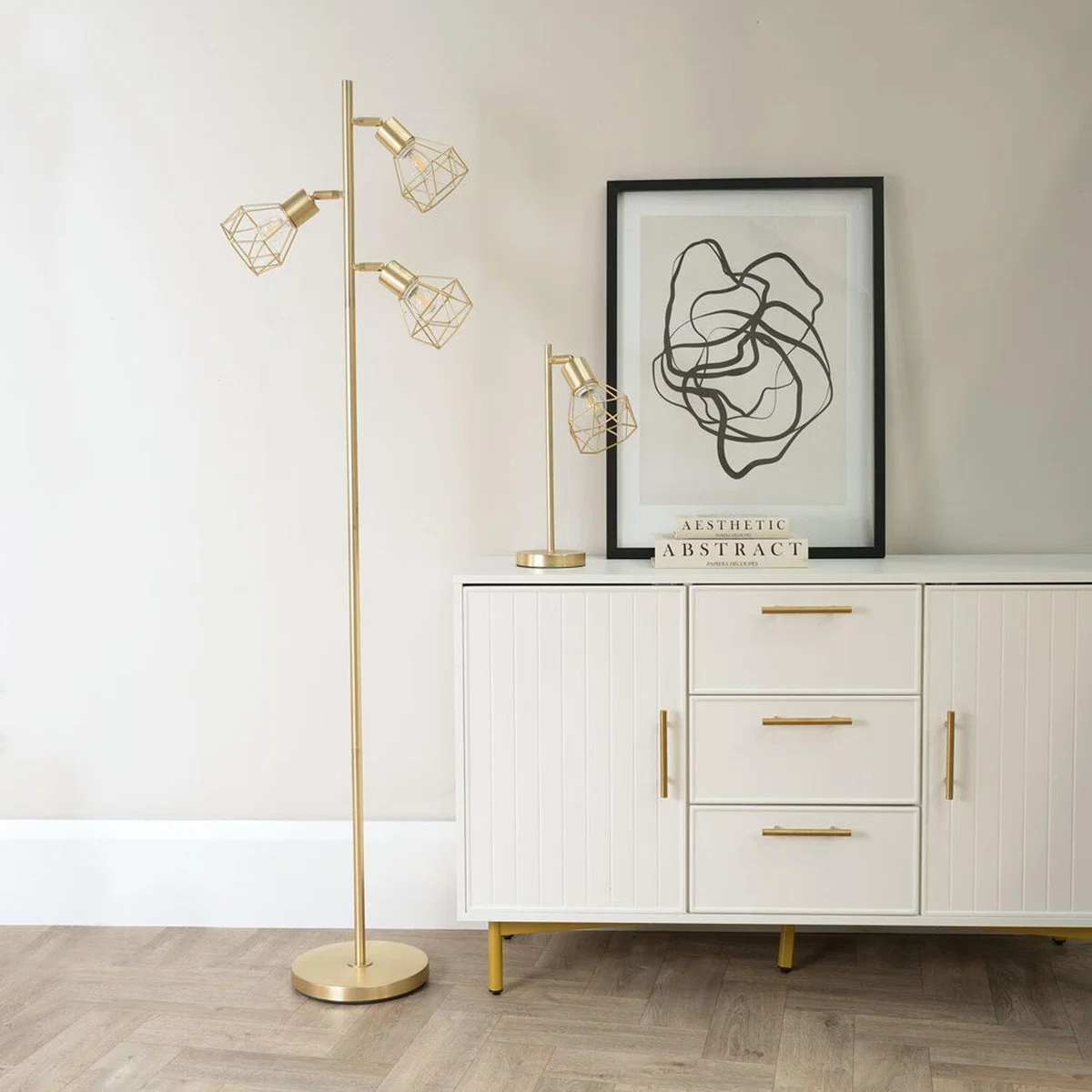 Angus Geometric Floor Lamp - Gold / Bulb Included