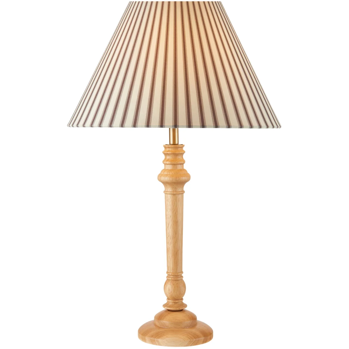 Julian Table Lamp With Shade - Wood And Striped Fabric – image 2
