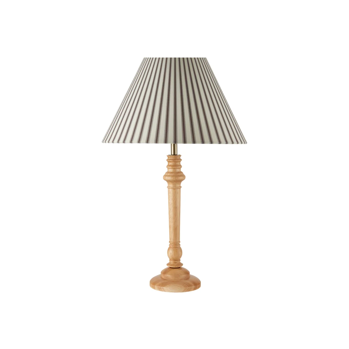Julian Table Lamp With Shade - Wood And Striped Fabric – image 1