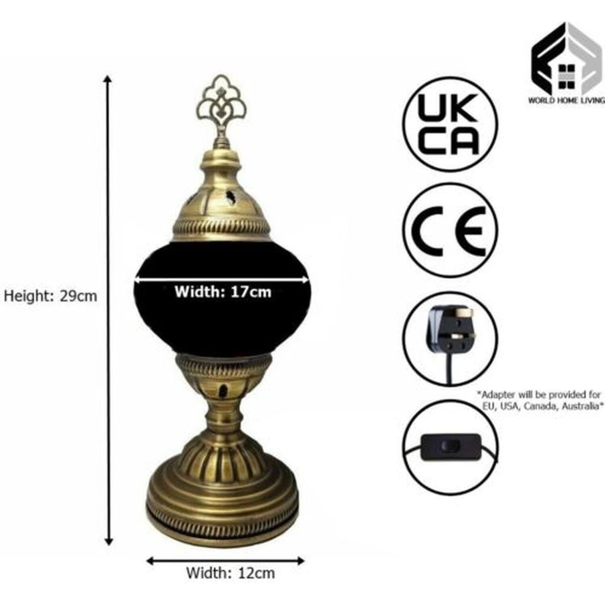 Turkish Moroccan Table Desk Lamp Mosaic Glass CE - Style -16 - Black – image 3