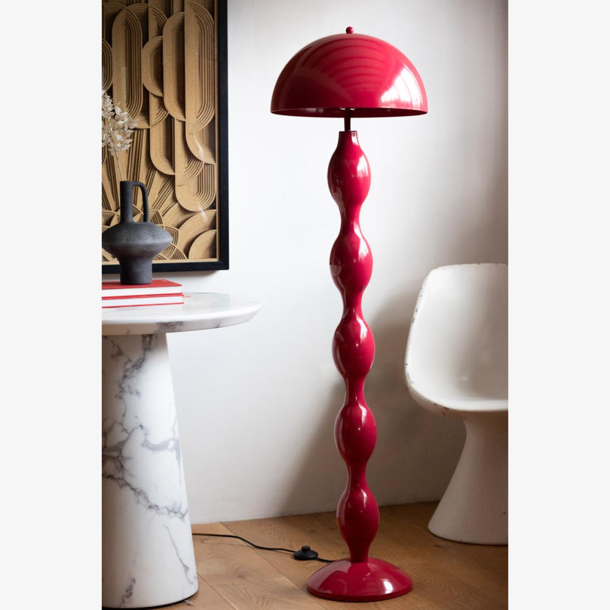 Raspberry Red Wavy Retro Floor Light – image 1