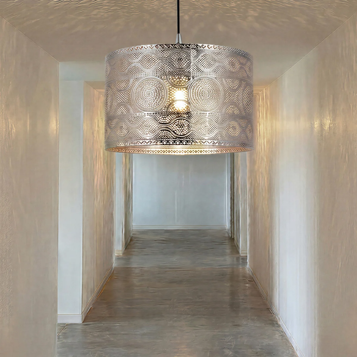 Ceiling Light Shade Moroccan Style Chrome Pendant Shade Lamp Decor - Silver – image 3